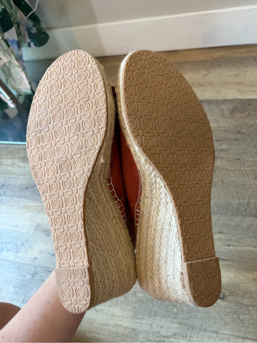 Adrienne Vittadini Faux Suede Peep Toe Calla Espadrille Wedge Heeled Sandals